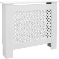 ECD Germany Heizkörperverkleidung mit Wabenmuster 78x19x82 cm, Weiß, aus MDF lackiert für Schlafzimmer Wohnzimmer