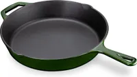 Navaris Grillpfanne Bratpfanne Pfanne aus Gusseisen - 30cm Gusspfanne Steakpfanne Gusseisenpfanne - Bräter für Steak Fleisch Gemüse - emailliert