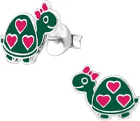 Ohrringe Ohrstecker 925 Sterling Silber Schildkröte mit Herzen