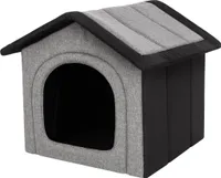 Hundehöhle Hundehütte Hundebett Hundebox - Hellgrau + Schwarz - R3: 46 x 52 x 53 cm - Indoor/Outdoor Katzenhütte Hundehaus Hundestrandkorb Hundekorb