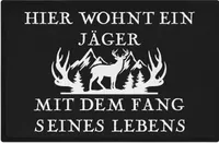 Trendation - Hier Wohnt Ein Jäger Fussmatte Geschenk für Jäger Lustiger Spruch Frundin Fussmatte 60x40 cm Jagdzeit