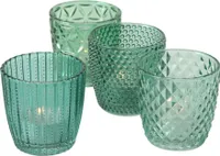 Boltze Windlicht Set Marilu 4-teilig petrol Deko-Gläser Teelichter 8 cm