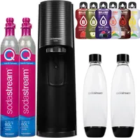 Gazownik do wody SodaStream Terra Black + 2 butelki, czarne, 1L + 2 naboje CO2 SodaStream do QuickConnect + Bolero