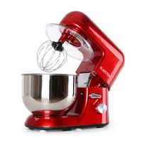 Klarstein Bella Rossa Küchenmaschine Rührgerät (1200 Watt, 5,2 Liter-Rührschüssel, 6-stufige Geschwindigkeit) rot