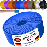 5m Aderleitung H07 V-K HBL 1x2,5 mm² Hellblau Einzelader flexibel