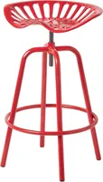 HOMESCAPES Vintage Barstuhl Traktorsitz Barhocker Metall Thekenstuhl 74cm hoch - rot
