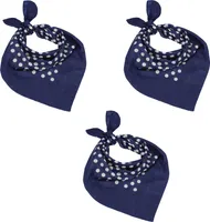 Betz 3er Pack XL Nickituch Bandana Kopftuch Halstuch Punktemuster Größe ca. 60 x 60 cm 100% Baumwolle Farben: hellblau, dunkelblau Farbe - dunkelblau