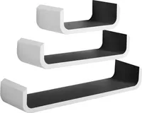 WOLTU Wandregal U Form Bücherregal Wandboard, 3er Hängeregal, schwarz