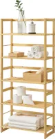 [sk.casa] Stojaci regál Luster s 5 policami Bambusový regál Kúpeľňový regál Domáci regál 58x27x136cm Príroda