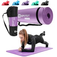 Hop-Sport Gymnastikmatte 1cm  - rutschfeste Yogamatte für Fitness Pilates & Gymnastik mit Transporttasche - Maße 180cm Länge 61cm Breite - lila