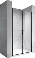 i-flair Duschtür 89x92 cm - Höhe: 180 cm, schwarze Duschabtrennung aus durchsichtigem 6 mm ESG Sicherheitsglas