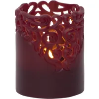 Star Trading 062-28 LED Kerze Wachskerze rot 10cm 6/18h Timer Rankendesign Ø8cm