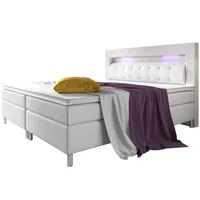 Postel Box Spring Montana s LED osvětlením 140 x 200 cm | bílá