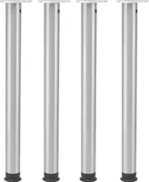 Camar Tischbeine höhenverstellbar 1100-1200mm rund ø 60mm Set Zoom - Tischfüße ideal als Stehtischbeine & Bartischbeine verwendbar - inklusive Montageplatten für Tischbeine, 4x Stahl Edelstahl-Effekt