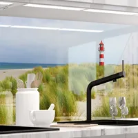 Küchenrückwand selbstklebend Glasoptik - NORDSEE - 1.8mm, versteift, alle Untergründe, Hart PET Material, PREMIUM 60 x 340cm