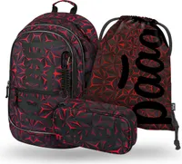 BAAGL Core Red Polygon Rucksack-Set 3tlg: Rucksack, Federmäppchen, Turnbeutel