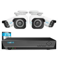 Reolink 4K Überwachungskamera Aussen Set, 8CH Videoüberwachung mit 4X 8MP PoE IP Kamera und 2TB HDD NVR für 24/7 Aufnahme, Personenerkennung und Fahrzeugerkennung, IP66, RLK8-800B4-A