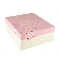 PAPSTAR 15 Tortenkartons, mit Deckel, Pappe eckig 30 cm x 30 cm x 13 cm weiss/rosa "Lovely Flowers" | Schrumpffolie (15 Stück)