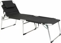 Gartenliege XXL Alu  200x70x45/95cm versch. Farben gepolstert mit Kopfkissen , Farbe:schwarz