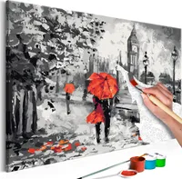 Malen nach Zahlen London 50x40 cm Malset mit Holzrahmen auf Leinwand für Erwachsene Kinder Gemälde Handgemalt Kit DIY n-A-0251-d-a