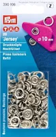 Stláčacie gombíky Jersey, 10 mm, 20 ks, strieborné