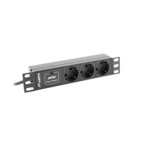 Lanberg - PDU Strip 1HE mit 3 AC Steckdosen Typ F 2 Meter schwarz von Lanberg PDU-03F-0200-BK