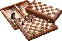 3in1 Schach Dame Backgammon Brettspiel aus Holz Größe 29x29cm Gesellschaftsspiel