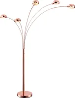 Globo Lighting stojací lampa kovová měděná barva, plast, otočný spínač, DxŠxV: 1000x1050x2000mm, délka kabelu 1800mm, bez 5x E14 40W 230V