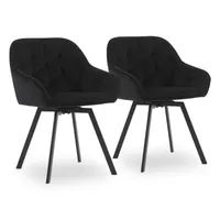 CLIPOP Esszimmerstuhl, 2er Set Drehstuhl, Samt Gepolsterte Lounge Stuhle mit Armlehnen,Schwarz