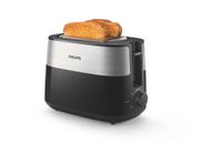 Philips Daily Collection Toaster, 2 Toastschlitze, Brötchenaufsatz, 8 Stufen, Auftaufunktion, Schwarz (HD2516/90)
