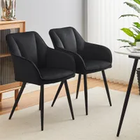 CLIPOP Esszimmerstühle 2er-Set aus Samt,  mit Armlehnen, Polstersitz, Schwarz