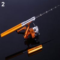 Teleskop-Mini-Stiftform Tragbare Taschenfisch-Spinnrutenstange mit Angelrolle-Orange