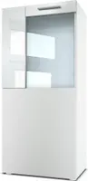 Vladon Stand-/Hänge Vitrine Movie, Weiß matt/Weiß Hochglanz - Moderne Glasvitrine - (BxHxT): 50,5 x 111 x 32,5 cm