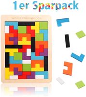 Tetris Holz Tangram Kinder Spiel bunt Puzzle geometrisch Formen Box Knobelspiel 