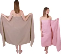 Betz 2 Stück XXL Badetücher 100 x 200 cm BERLIN  Saunatücher 100% Baumwolle Farbe – cappuccino-lotus