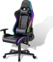 Xantron® Ergonomischer Gaming Stuhl RGB Beleuchtung - 150 kg Belastbarkeit/Gamer Sessel in Schwarz mit PVC Leder/Gamingsessel verstellbar per Gasdruckfeder/Gamingstuhl/Gaming Chair