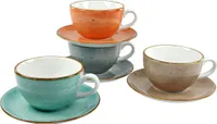 CreaTable, 17726, Vintage Nature Bunt, Cappuccino Set 8-tlg, Porzellan