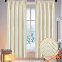 Thermovorhang Kälteschutz Türvorhang Blickdicht 1 Stück H260xB200cm 100% Verdunkelungsvorhang Beige Tür Kräuselband Gardinen Vorhänge Wohnzimmer