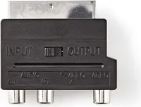 Nedis SCART-Adapter | SCART Stecker | S-Video Female / 3x Cinch Buchse | Vernickelt | Schaltbar | ABS | Schwarz | 1 Stück | Plastikbeutel NE550677431