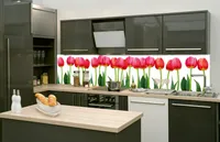 Küchenrückwand Folie selbstklebend BETT VON TULPEN 260 x 60 cm - Klebefolie - Dekofolie - Spritzschutz für Küche -