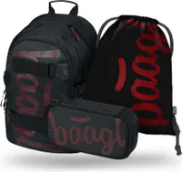 BAAGL SET 3 Skate Rot: Rucksack, Mäppchen, Tasche
