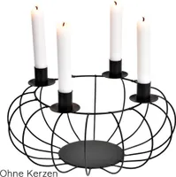 Metall Adventskranzgestell mit 4 Stabkerzenhaltern, rund in Schwarz, 30 cm