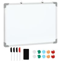 HOMCOM Whiteboard Magnetisch Magnettafel mit 4 Markern 1 Radiergummi 10 Magnet Staffelei Wandmontage leicht abwischbar 60 x 1,8 x 45 cm