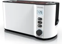 Arendo Toaster, 2 lange Schlitze, für 4 Scheiben, 1500 W, Langschlitz, Brötchenaufsatz, Wärmeisolierendes Gehäuse, Display, weiß