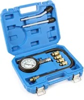 Tester kompresji Wiltec 0-20 bar do silników benzynowych Tester kompresji z adapterem M10 M12 M14 M18 8-częściowy zestaw w etui Miernik kompresji