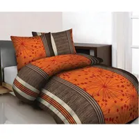 Prestige Home Luxusná 3-dielna bavlnená posteľná bielizeň 220x200 2x 70x80 Oranžovo hnedá