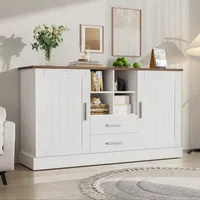 Sideboard - 2 Türen, 2 Schubladen,140 x 40 x 79.5 cm, weiße und braune Holzmaserung
