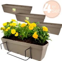 4x Blumenkasten Balkongeländer Balkon Blumenkasten Balkonkasten mit Halterung Balkonkasten Geländerkästen Balkonkasten mit Wasserspeicher 50 cm