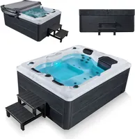 Artsauna Outdoor Whirlpool Oasis mit Treppe - Spa mit Massagedüsen, LED-Beleuchtung, 2 Filter, Abdeckung, Pumpe - Whirlpool winterfest & beheizbar