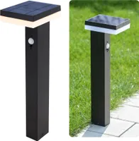 linovum ANBO Pollerleuchte Außen LED Solar mit Bewegungsmelder & Dämmerungssensor - Garten Solarlampe mit langer Leuchtkraft